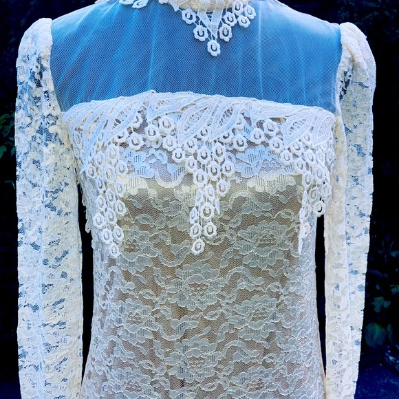 Vintage Greg Adams Lace n Sheer Wedding or Special Occasion Dress. - Picture 4 of 11